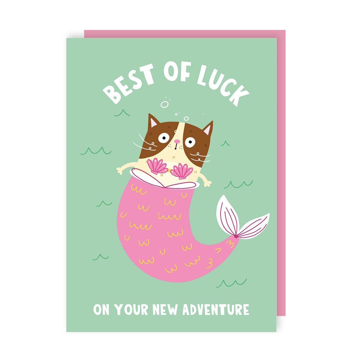 Cat Mermaid Good Luck Card Pack of 6
