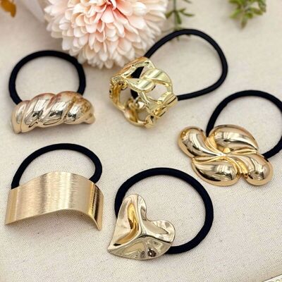 Set di 5 elastici per capelli con metallo ST69