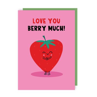 Lot de 6 cartes « Love You Berry Much » à la fraise