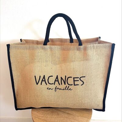 Bolsa de yute natural - Vacaciones familiares - XXL