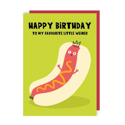 Little Weiner Hot Dog Birthday Card Pack of 6