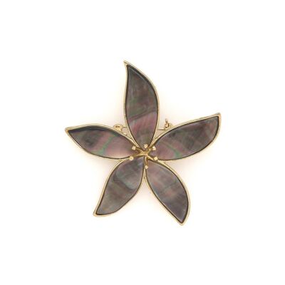 BOTANIC broche fleur nacre noire grand modèle