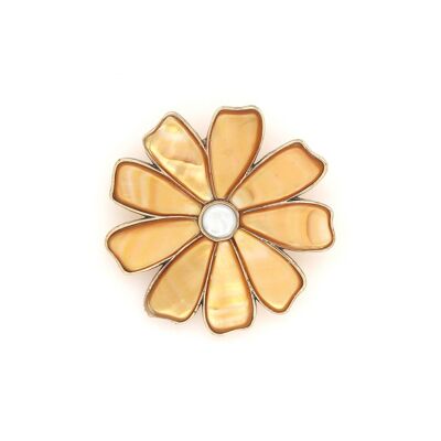 BOTANIC broche fleur pétales nacre dorée