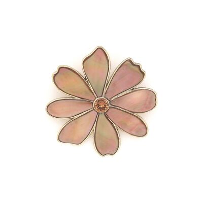 BOTANIC flower brooch with brown mother-of-pearl petals