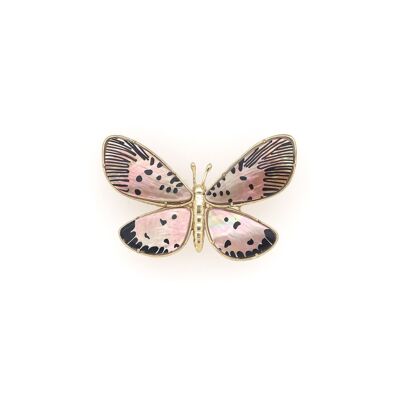 Spilla a farfalla in madreperla marrone maculata MARIPOSA