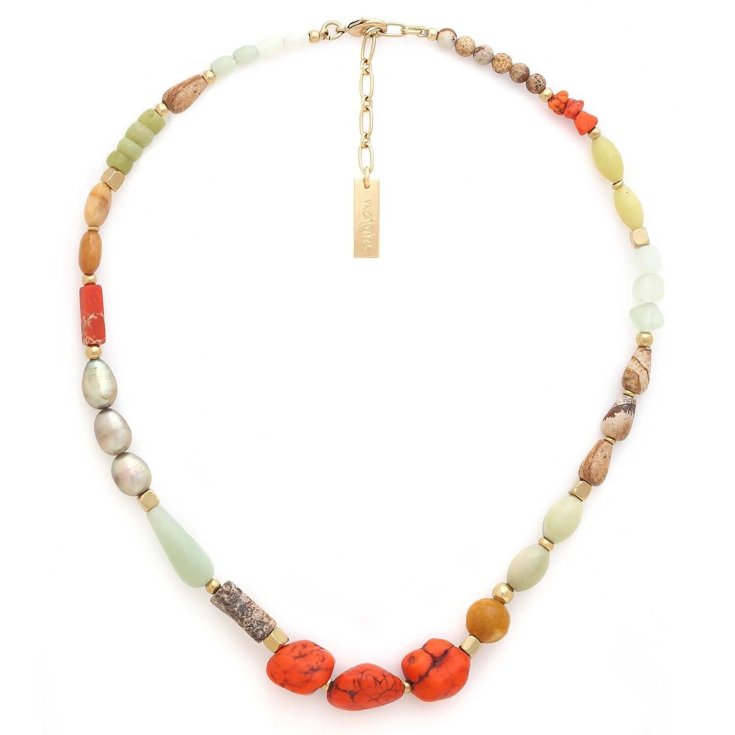 Collana corta TIVOLI con 3 perle di howlite arancione