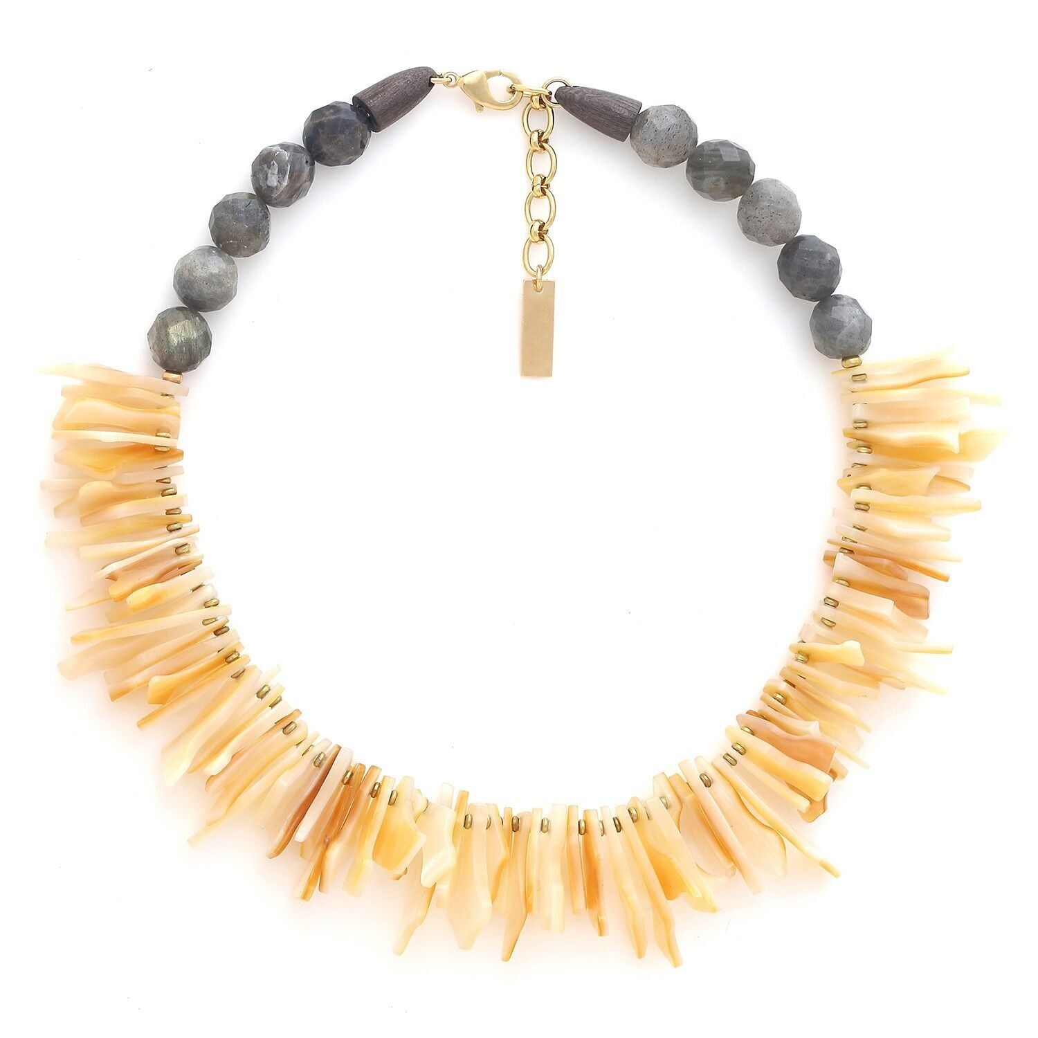 Collana bavaglino ECLIPSE in madreperla e labradorite color oro