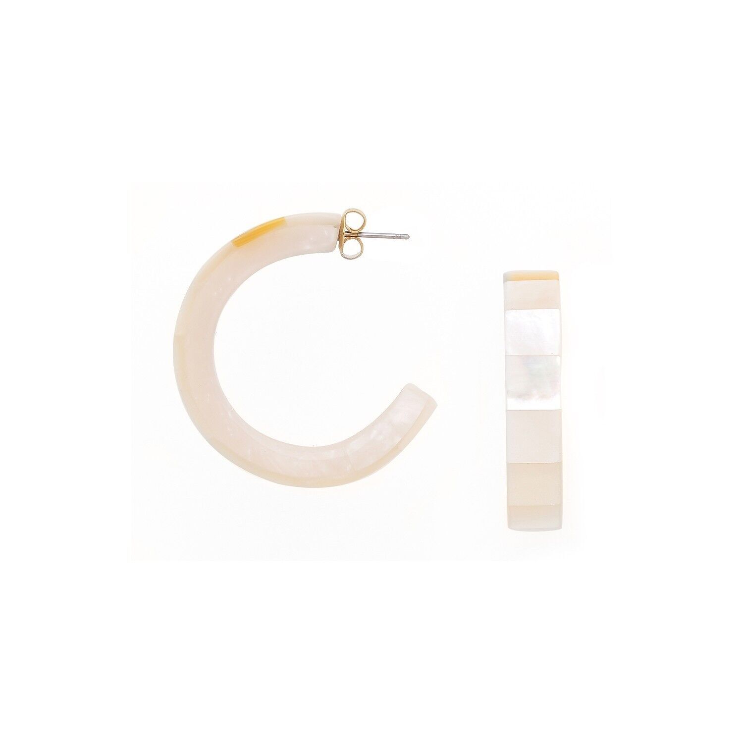 Orecchini a cerchio in madreperla bianca SAN LAZZARO