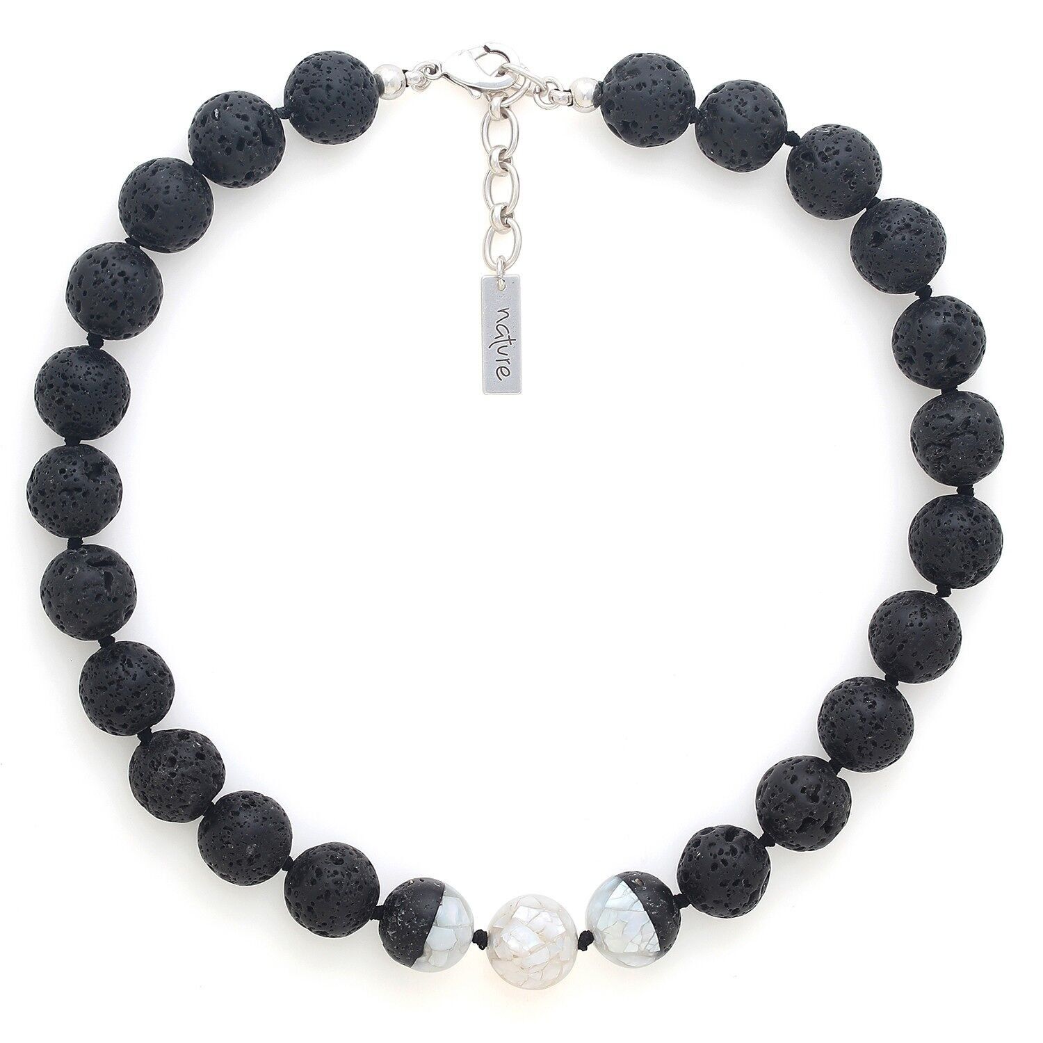 Collana corta VOLCAN con perle rotonde e screpolature in madreperla