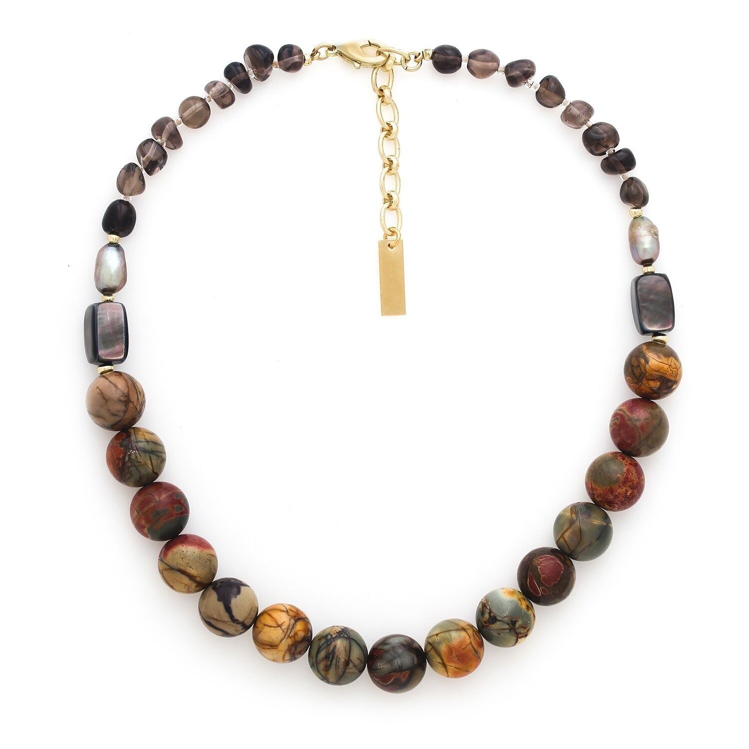 Collana corta L'ILE ROUSSE con perle di diaspro Picasso