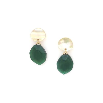 IZMIR small emerald and golden mother-of-pearl earrings
