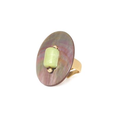 TIVOLI bague ajustable incrustation perle de jade