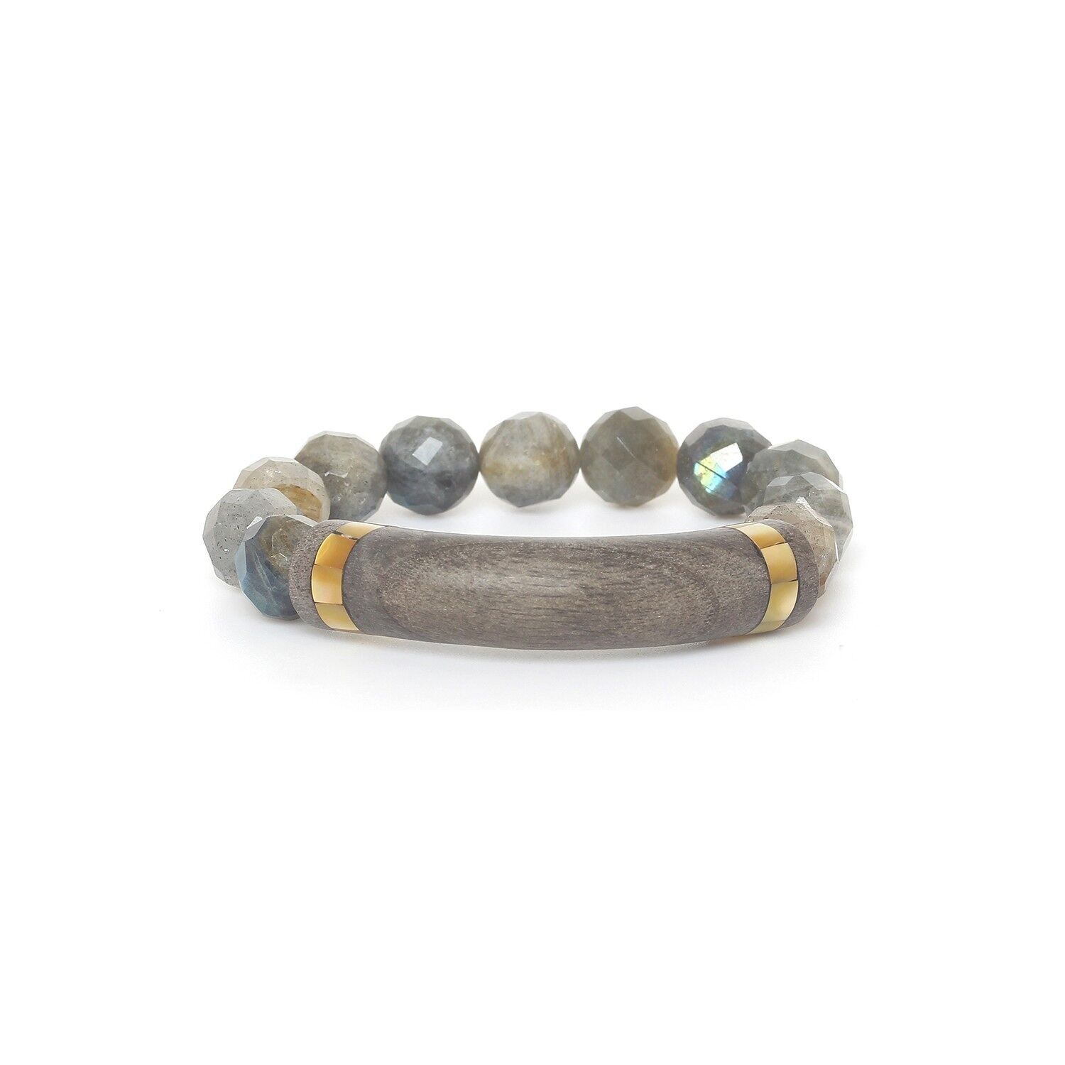 Bracciale elastico ECLIPSE in labradorite ed ebano grigio