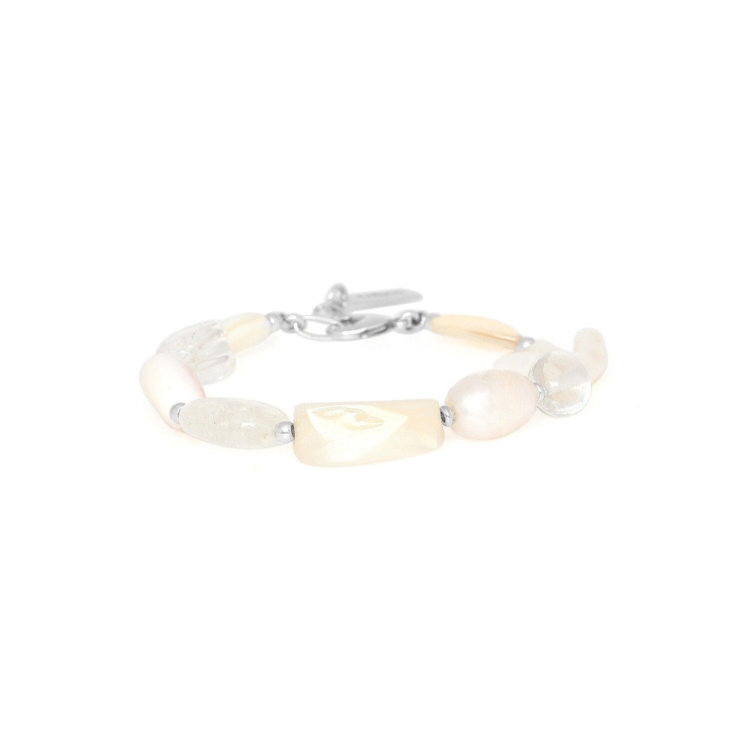 Bracciale regolabile THE CYCLADES con perle, madreperla e conchiglie