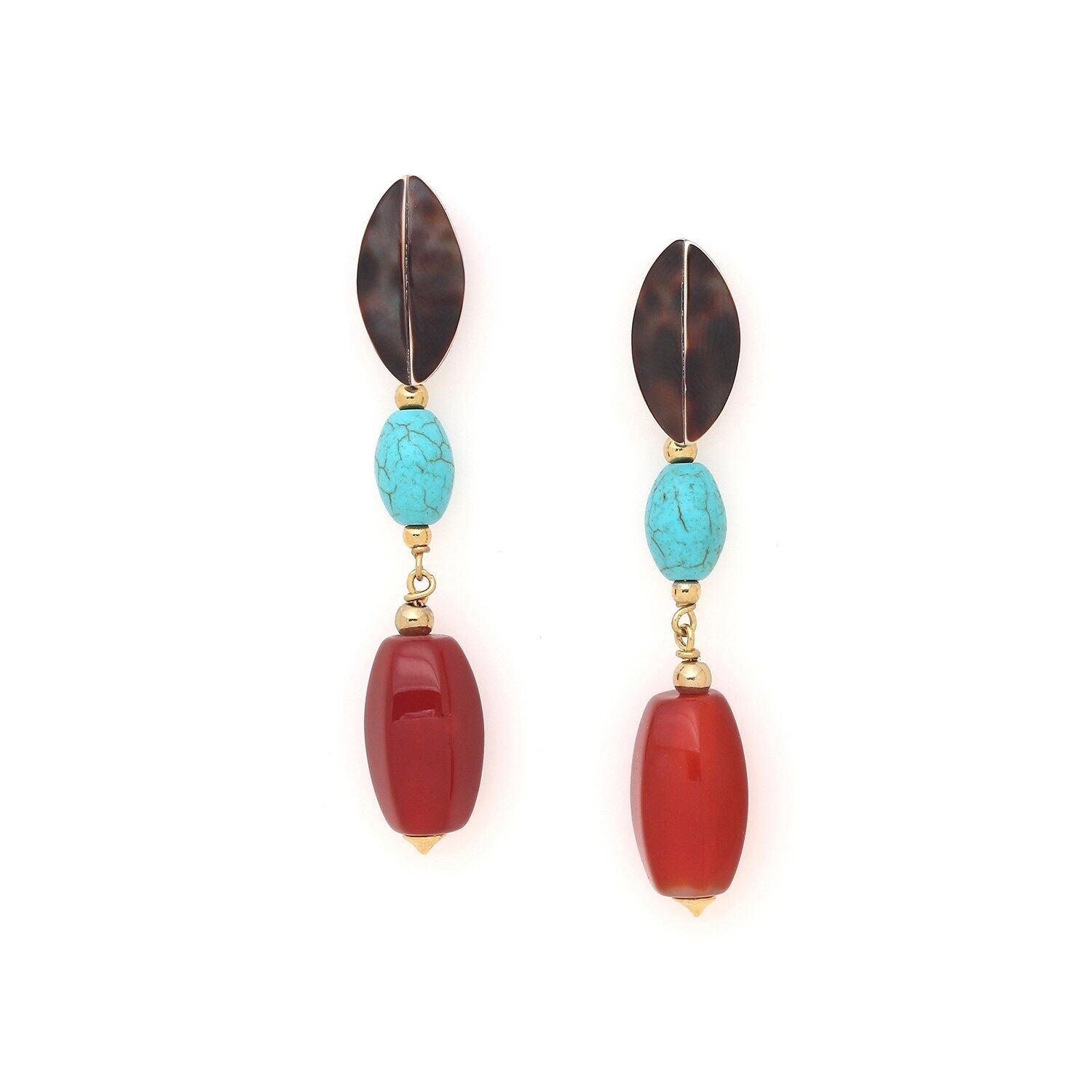 Orecchini a pressione in agata a 6 facce SURABAYA