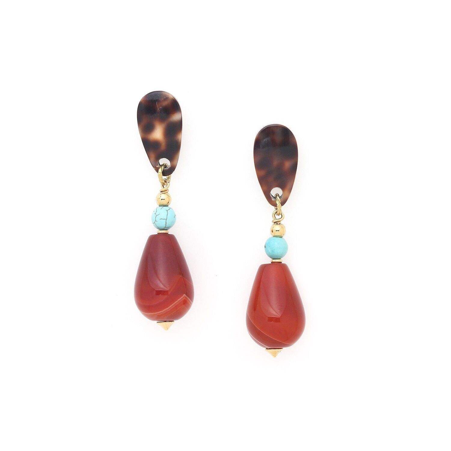 Orecchini pendenti a pressione in agata SURABAYA