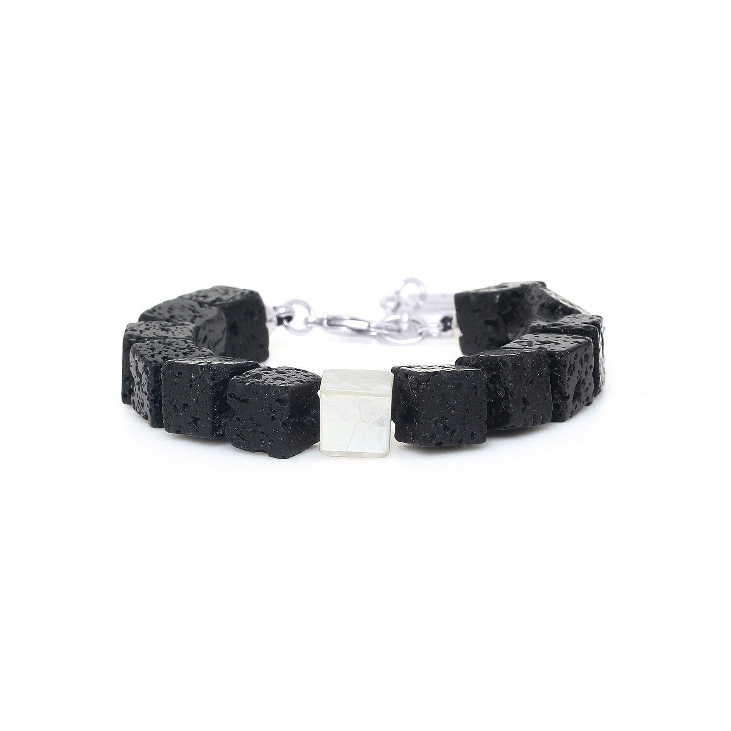 Bracciale regolabile VOLCAN pietre laviche quadrate