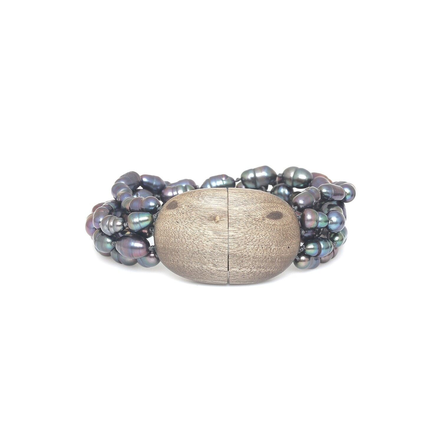Bracciale multifilo PEBBLE BEACH con chiusura magnetica in ebano