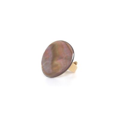 Anello regolabile TIVOLI in madreperla marrone