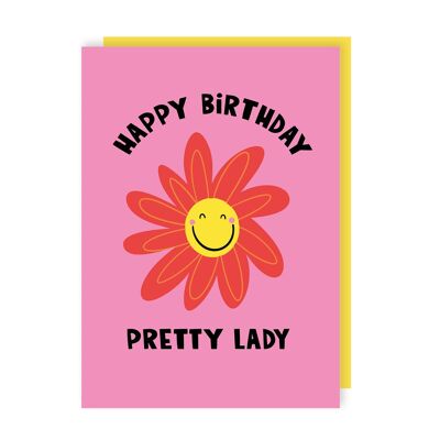 Pretty Lady Flower Birthday Card Pack of 6
