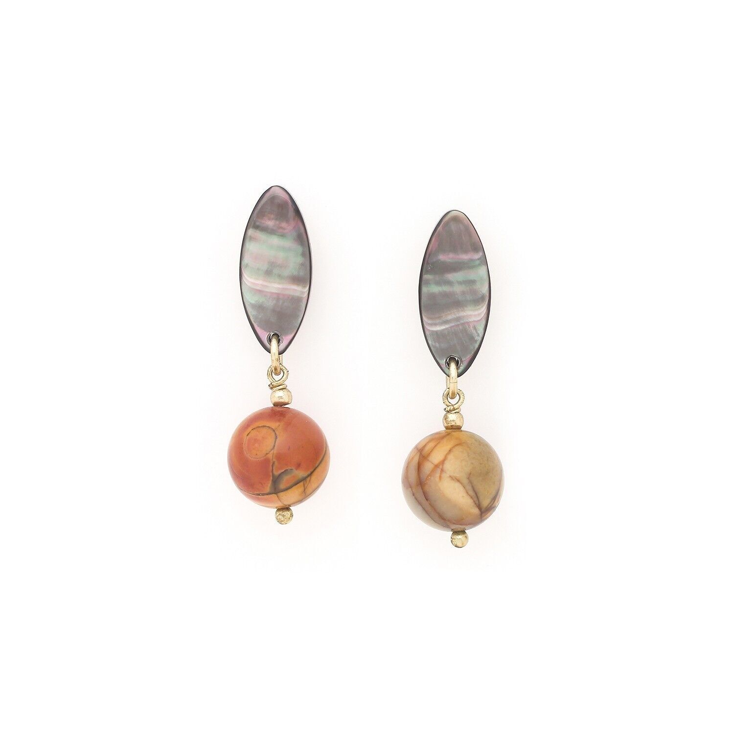Orecchini a pressione con sfere di diaspro Picasso L'ILE ROUSSE