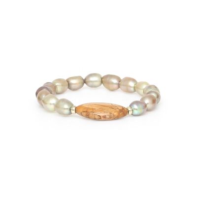 Bracciale elastico L'ILE ROUSSE con perle d'acqua dolce