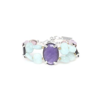 Pulsera GOTBORG de 2 filas con cabujón morado