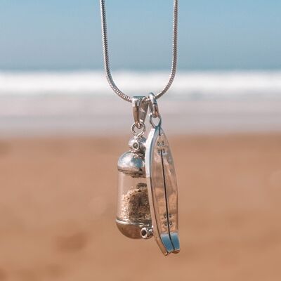 Collana con ciondolo a forma di skateboard Laguna Beach in argento