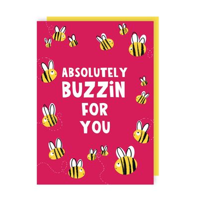 Paquete de 6 tarjetas de felicitación "Buzzing For You Bee"