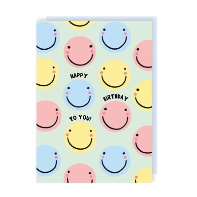 Paquete de 6 tarjetas de cumpleaños con caras sonrientes