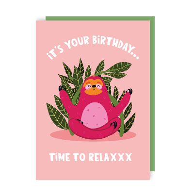 Paquete de 6 tarjetas de cumpleaños con texto "Hora de relajarse"