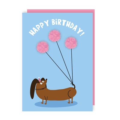 Pom Pom Dog Birthday Card Pack of 6