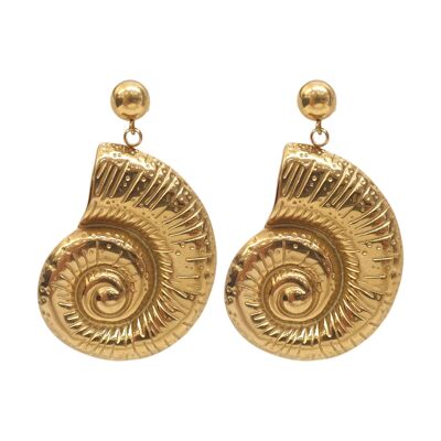 Dominique – Pendientes de acero inoxidable bañados en oro – Concha