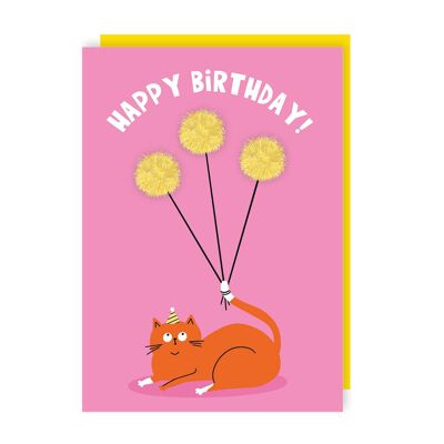 Pom Pom Cat Birthday Card Pack of 6