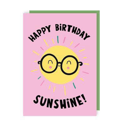Confezione da 6 biglietti di auguri di compleanno "Sunshine"