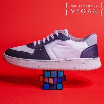 Zapatillas veganas y recicladas EVAN en blanco y azul marino