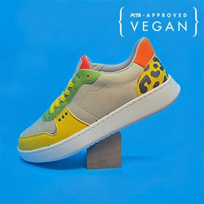 Sneakers vegane e riciclate EVAN nei colori beige, giallo e verde