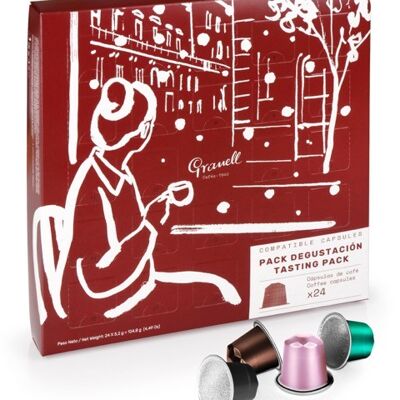 Navidad- Calendario adviento de Cápsulas de Café ALUMINIO compatibles con Nespresso
