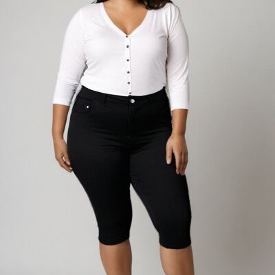 Pantalones capri negros ultraelásticos de talla grande (B232&NOIR)