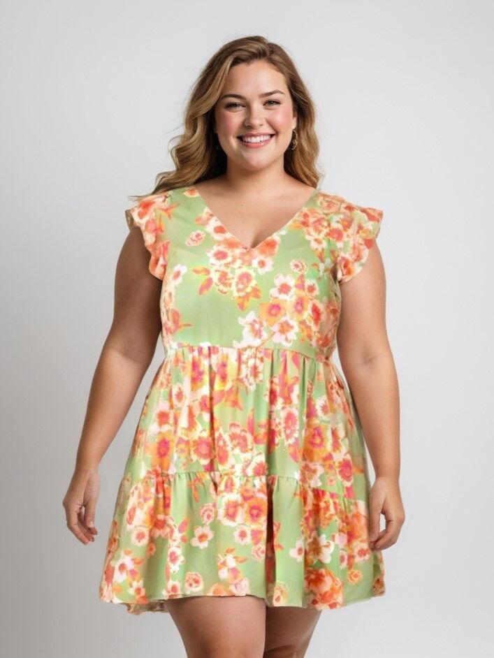 Robe-Tunique grande taille imprimé vert (C6566&VERT)