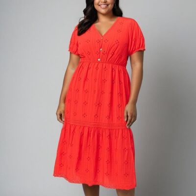 Abito bohémien rosso taglie forti (C6568&RED)