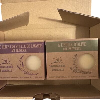Confezione da 2 barrette AOP, barrette alla lavanda e all'olio d'oliva