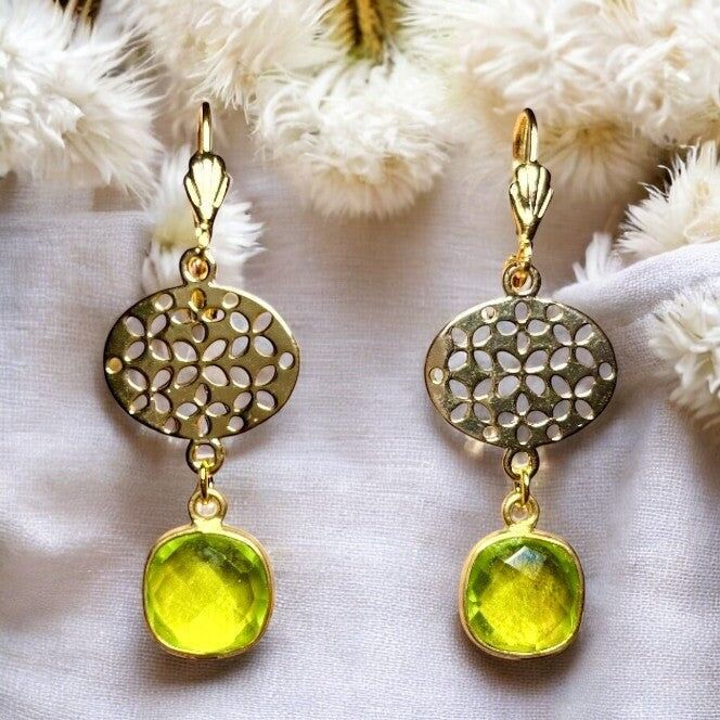 Orecchini “RILEY” in oro fino e peridoto