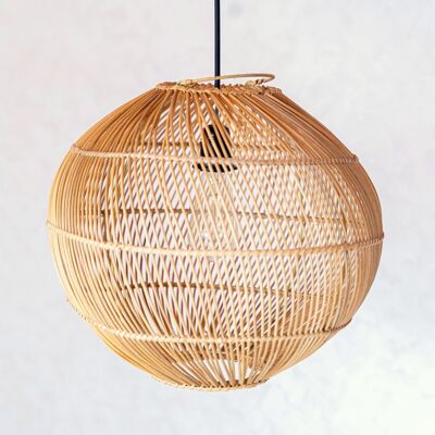 Pantalla redonda de ratán – Lámpara colgante bohemia moderna – Lámpara de techo hecha a mano – Lámpara colgante esférica natural (Ø 40/50 cm) KENCANA