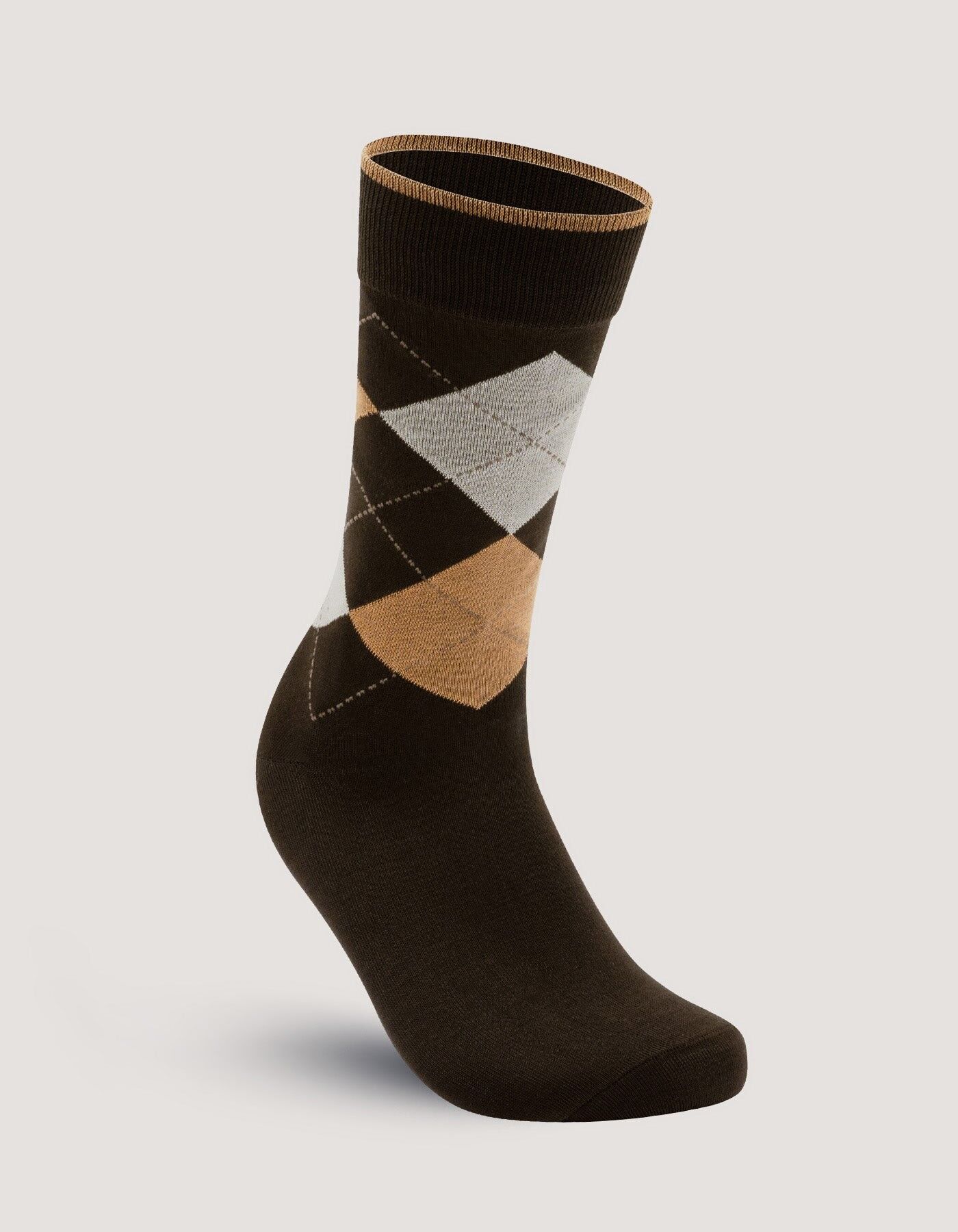 Zweifarbige bronzefarbene Argyle-Baumwollsocken