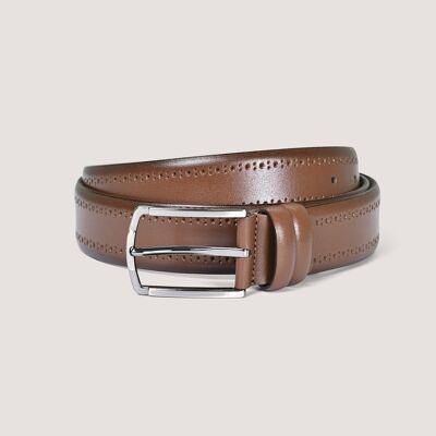 Brown Leather Belt With Texture