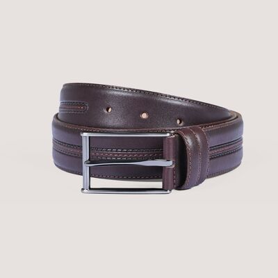 Dark Brown Center Stitched Formal Belt