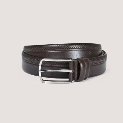 Cinturón chino texturizado marrón oscuro