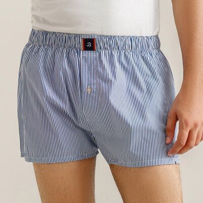 Blue Striped Woven Boxers