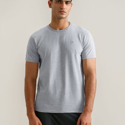 T-shirt en coton gris chiné de qualité supérieure